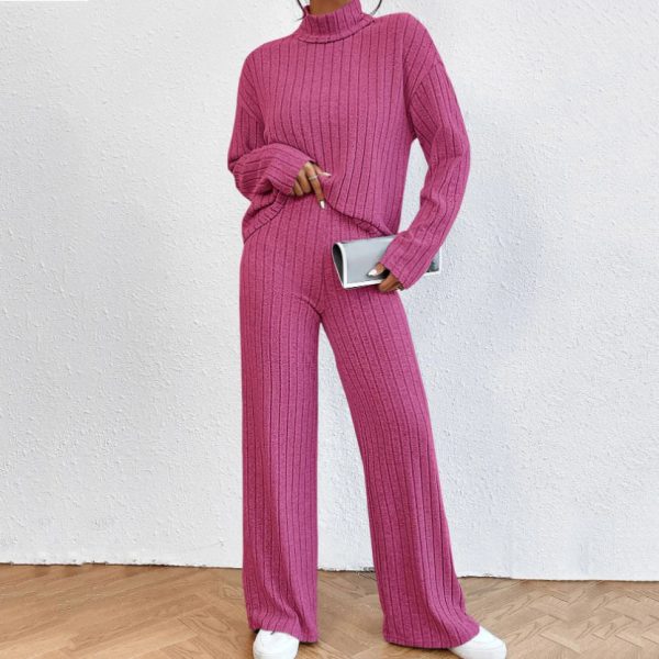 Autumn And Winter Leisure Turtleneck Knitting Long-sleeve Suit Women's Sweater Loose Trousers Two-piece Set - Image 4