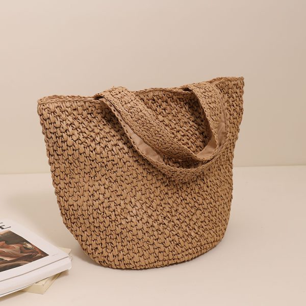 Women's Fashion Temperament Crochet Flower Pattern Shoulder Straw Bag - Image 2