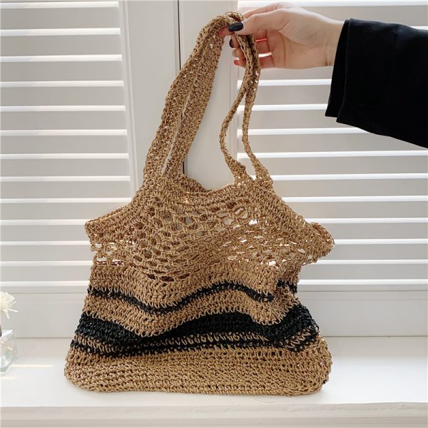 Grass Woven Hollow Bag Single Shoulder Handle - Image 3