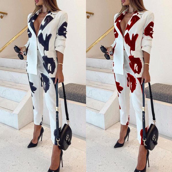 Professional Casual Elegant Business Suit Top Vintage Printed Suit - Image 5