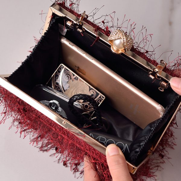 Tassel Handbags Women Dress Party Evening Bag Fashion Luxury Designer Square Bags Crossbody Shoulder Bag Ladies - Image 2