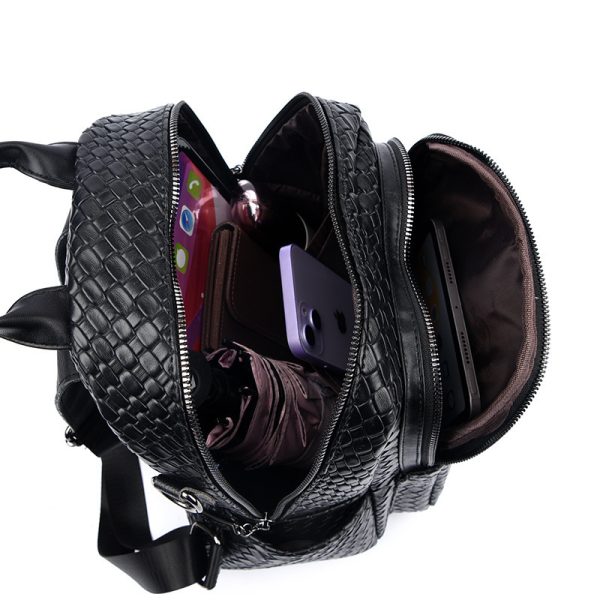 Women's Soft Leather Large Capacity Travel Backpack - Image 4