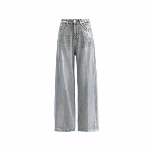 European And American Fashion Retro Hot Silver Loose Jeans - Image 4
