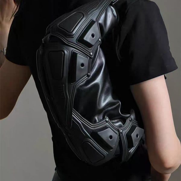 Dark Functional Underarm Crescent Crossbody Bag - Image 2