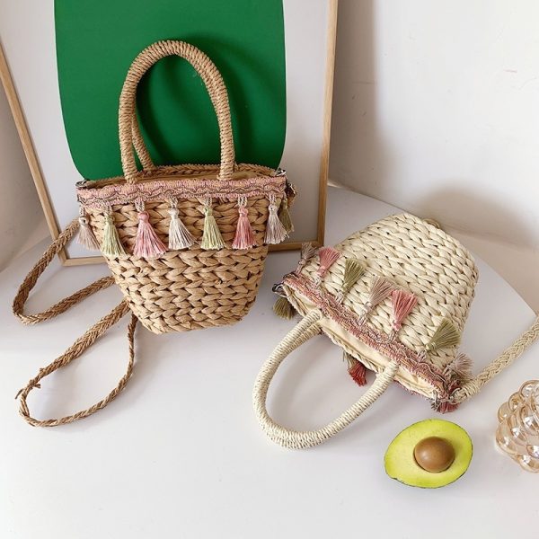 Tassel Single Shoulder Crossbody Straw Woven Bag - Image 7