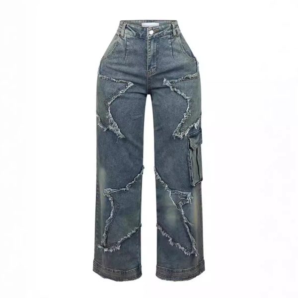 XINGX Fringed Burr Loose Straight Casual Pants - Image 6