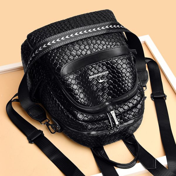 Women's Soft Leather Large Capacity Travel Backpack - Image 2