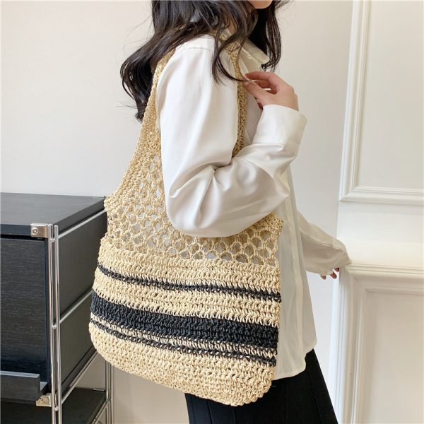 Grass Woven Hollow Bag Single Shoulder Handle - Image 4