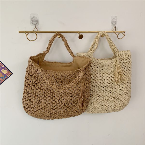 Simple And Large Capacity Single Shoulder Woven Bag - Image 6