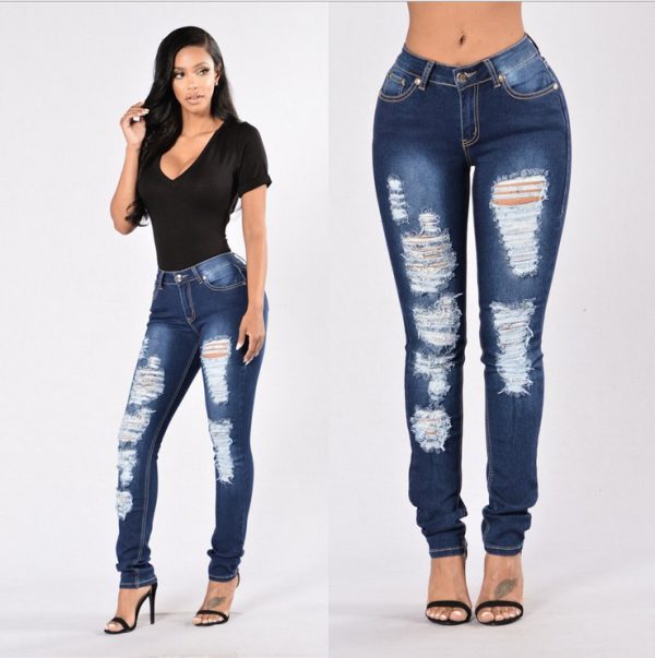New style denim trousers with ripped jeans - Image 6