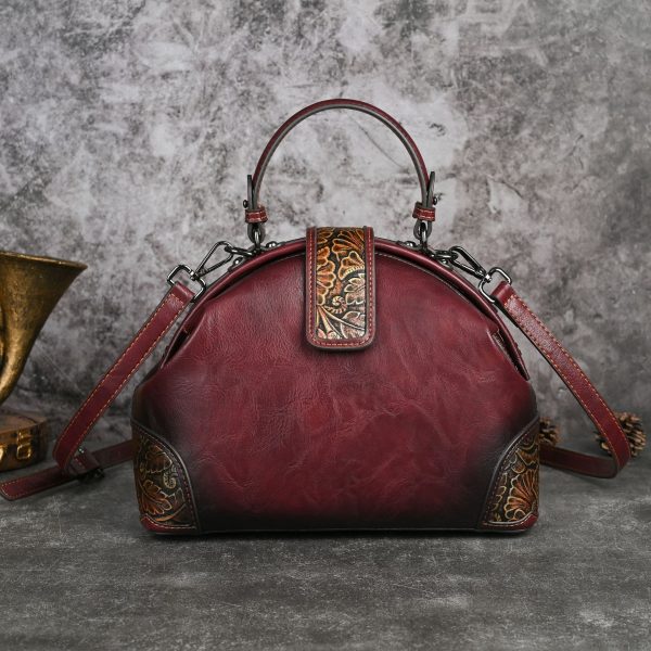 Women's Retro National Style Craft Hand-rub Color Three-dimensional Embossed Clip Bag - Image 4