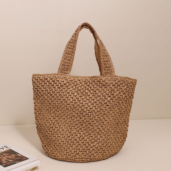 Women's Fashion Temperament Crochet Flower Pattern Shoulder Straw Bag - Image 5