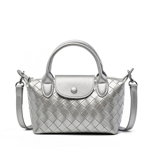 Fashion Cattlehide Leather Woven Leather Handbag - Image 5