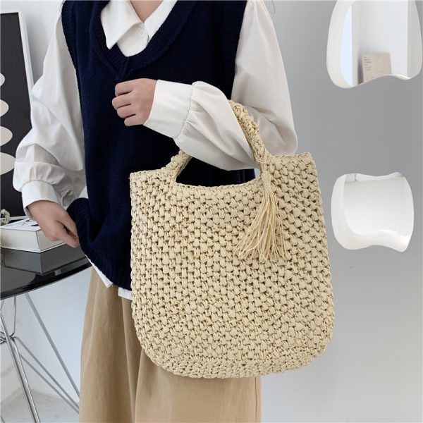 Simple And Large Capacity Single Shoulder Woven Bag - Image 4