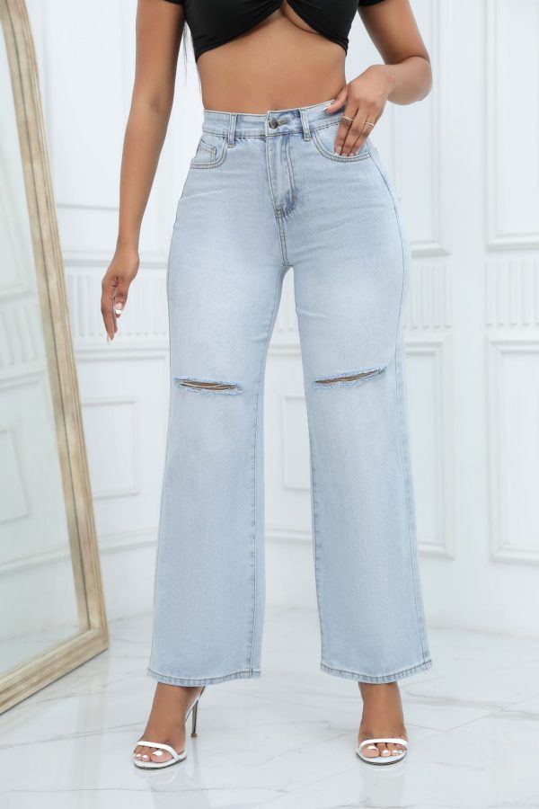 Elegant Ripped Wide-leg Jeans Women - Image 7