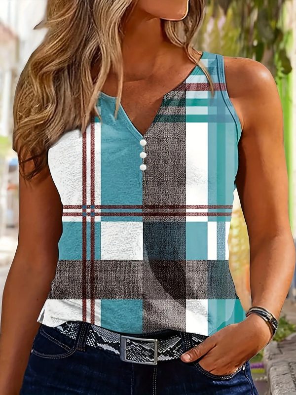V-neck Buttons Sleeveless 3D Digital Casual Loose Vest - Image 6