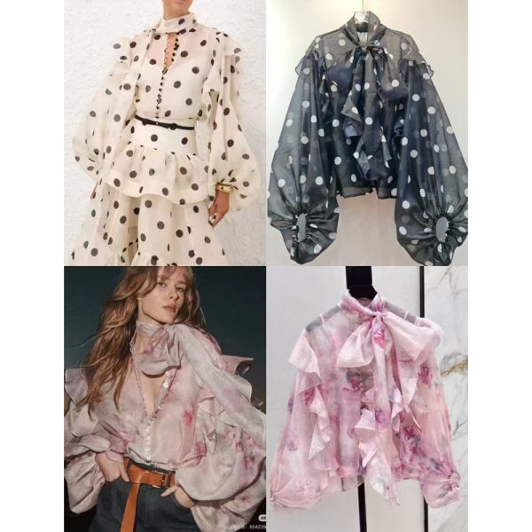 Unique Ruffled Temperament Polka Dot Shirt Women - Image 4