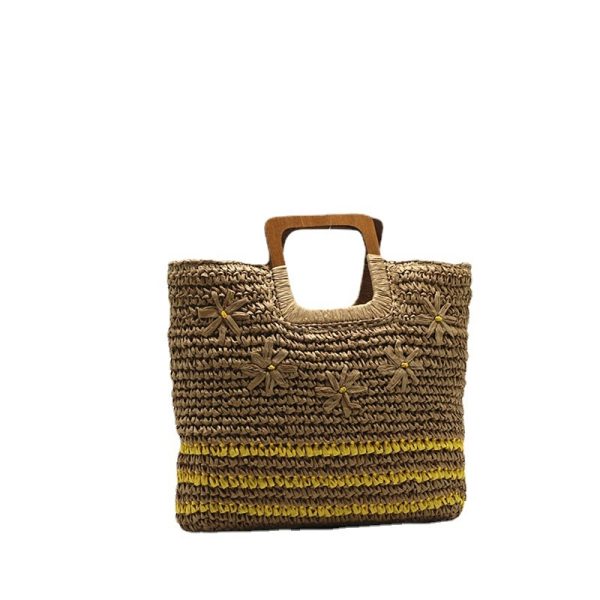 Handheld Embroidered Flower And Grass Woven Bag - Image 3