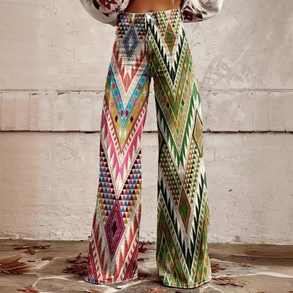 Women's Wide-leg Pants Fashion High Waist Casual Trousers 3D Printing - Image 4