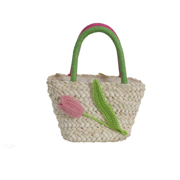 Tulip Flower Small Fresh Straw Bag Corn Husk Hand-woven - Image 5