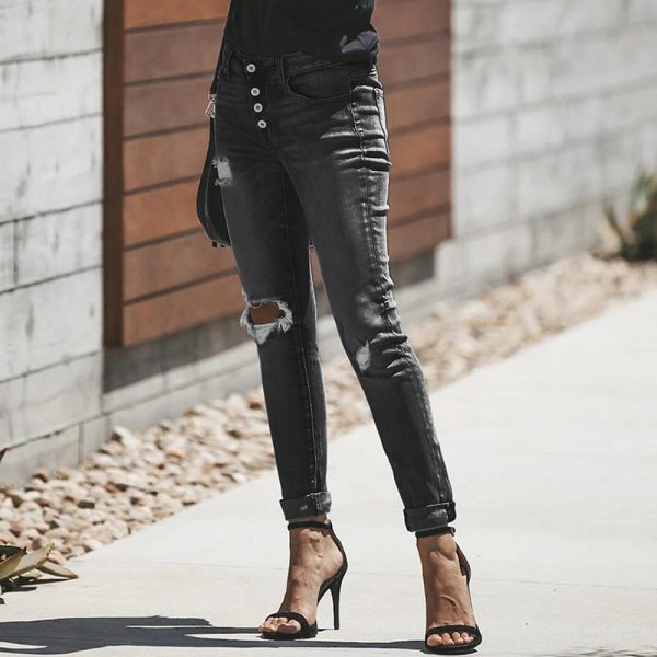 Retro ripped stretch women's jeans - Image 7