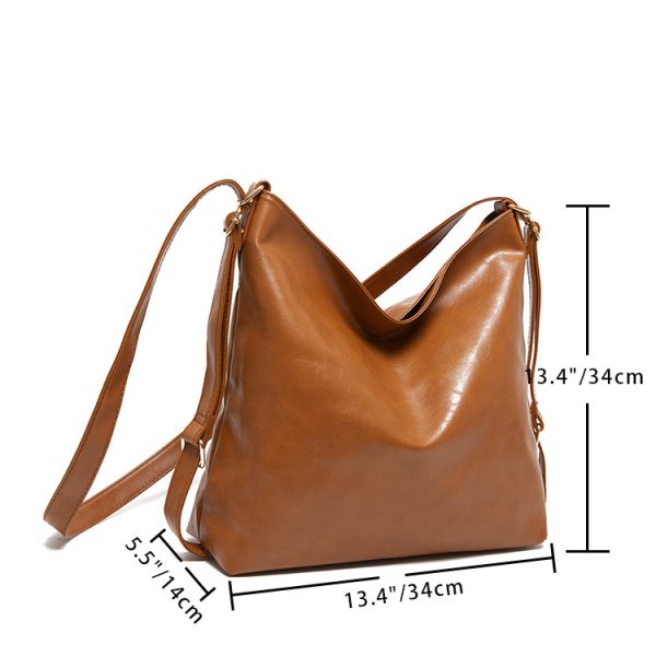 Retro Oil Waxed Leather Shoulder Large Capacity Soft Leather Soft Flat Style Messenger Bag - Image 7