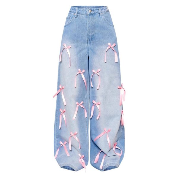 Bow High Waist Wide Leg Jeans - Image 6