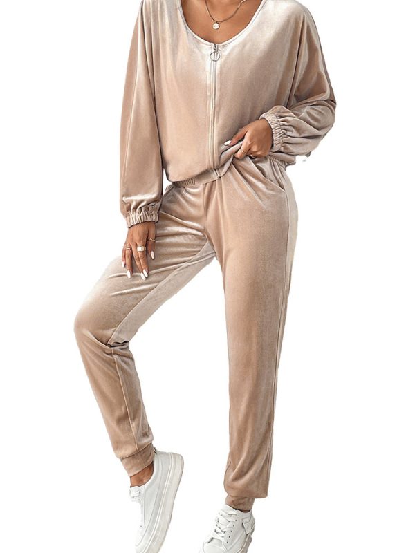 New Solid Color Velvet Casual Fashion Set Female Simple Versatile Home Two-piece Set Female - Image 8