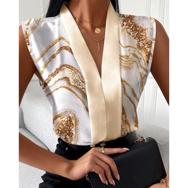 Printed Sleeveless Shirt Top For Women - Image 2