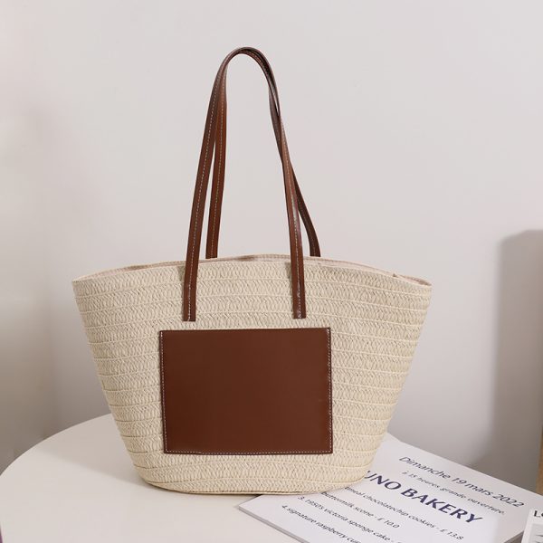 One Shoulder Portable Large Capacity Tote Woven Bag - Image 2