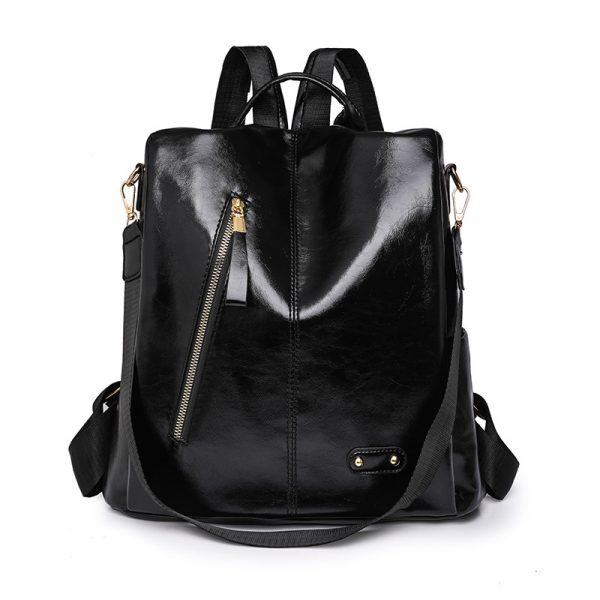 Simple Large Capacity Soft Leather Retro Backpack - Image 4