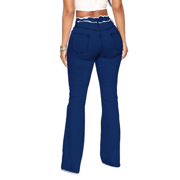 Raw Hem Jeans Women's Plus Size Washed Fringe - Image 5