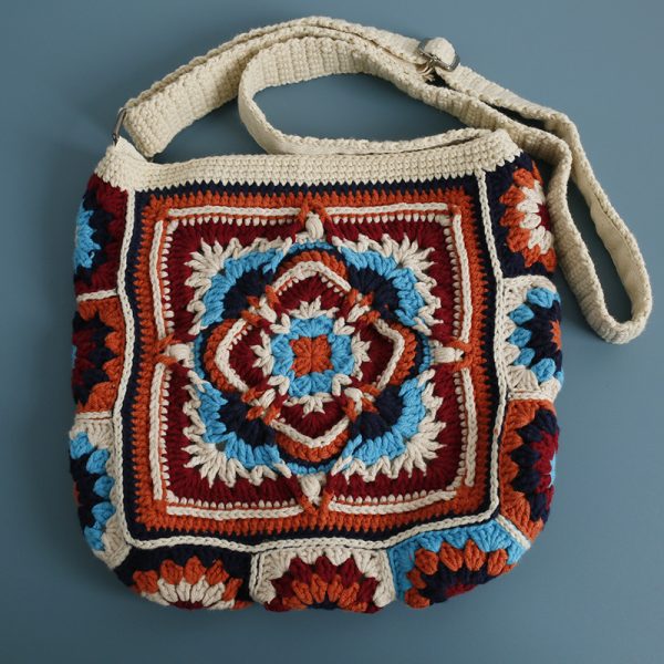 Bohemian Style Hand-woven Grandmother Plaid Crossbody Bag - Image 8