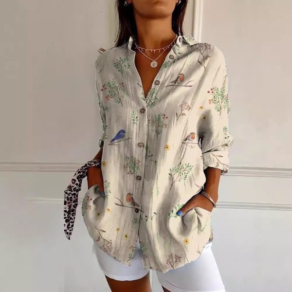 Long Style Long Sleeve Pattern Printed Shirt For Women - Image 4