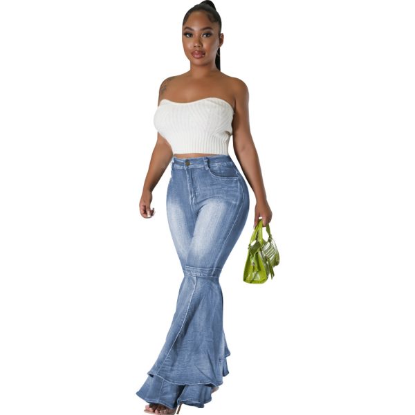 Women's European And American Fashion All-match Wide Leg Denim Stretch Flared Pants - Image 5
