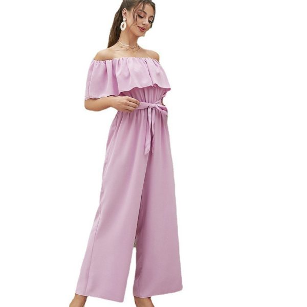 Women's Lace-up Cropped Short-sleeved Wide-leg Pants - Image 5