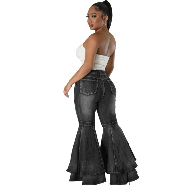 Women's European And American Fashion All-match Wide Leg Denim Stretch Flared Pants - Image 6