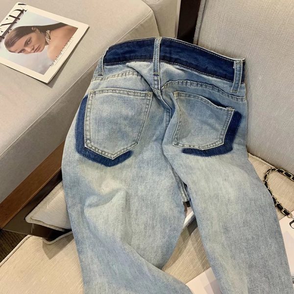 Women's Contrast Color Wide Leg Jeans - Image 5