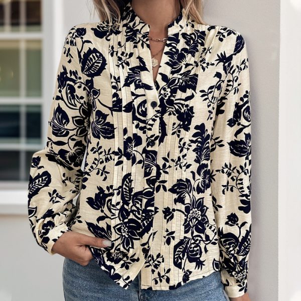 Retro Printed Elegant Shirt Top For Women - Image 2