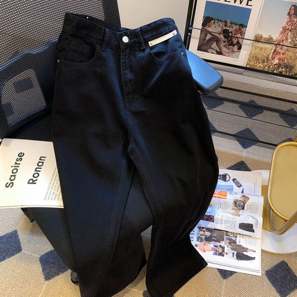 Women's High Waist Mopping Jeans Loose Wide-leg Straight Trousers - Image 3