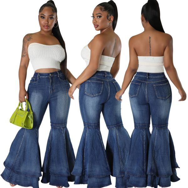 Women's European And American Fashion All-match Wide Leg Denim Stretch Flared Pants - Image 7