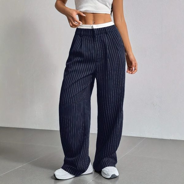 Stitching Suit Pants Simple Loose Drooping Straight-leg Pants - Image 2