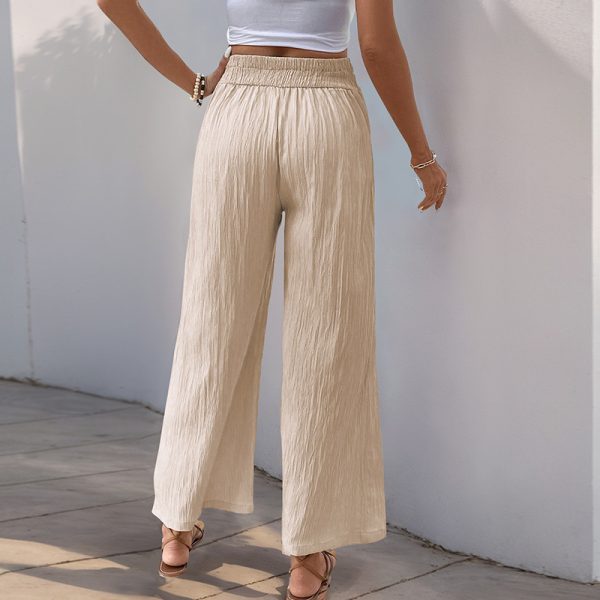 Women's High Waist Pure Color Cropped Wide-leg Pants - Image 4