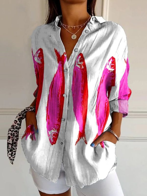 Long Style Long Sleeve Pattern Printed Shirt For Women - Image 8