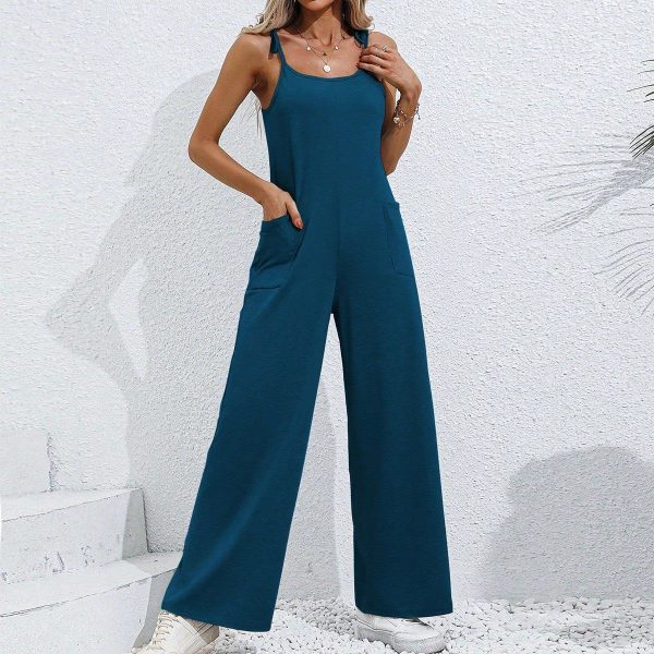 Women's Sling Straight Wide Leg Jumpsuit Trousers
