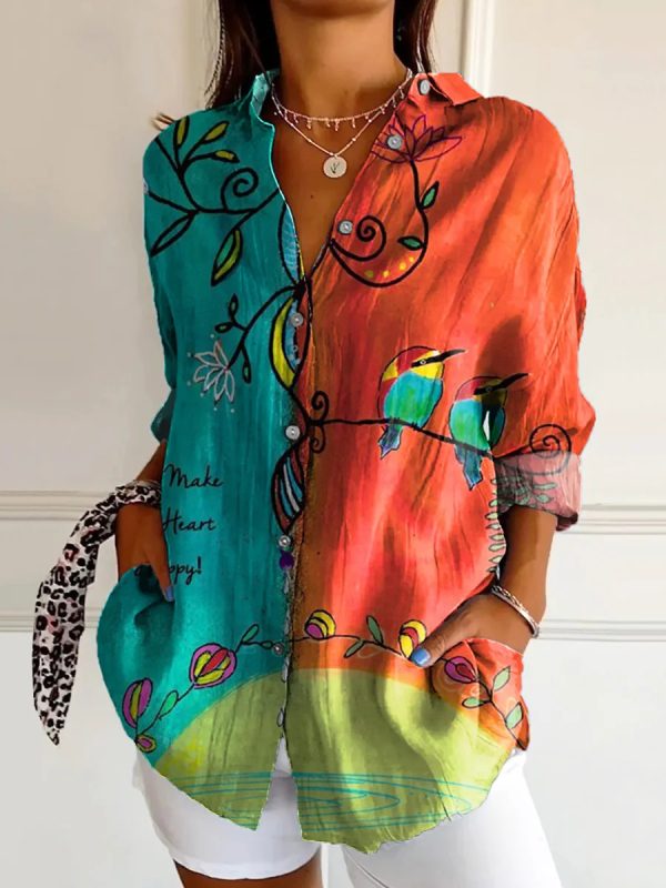 Women's Drop-shoulder Sleeve 3D Digital Printing Long-sleeved Shirt - Image 10