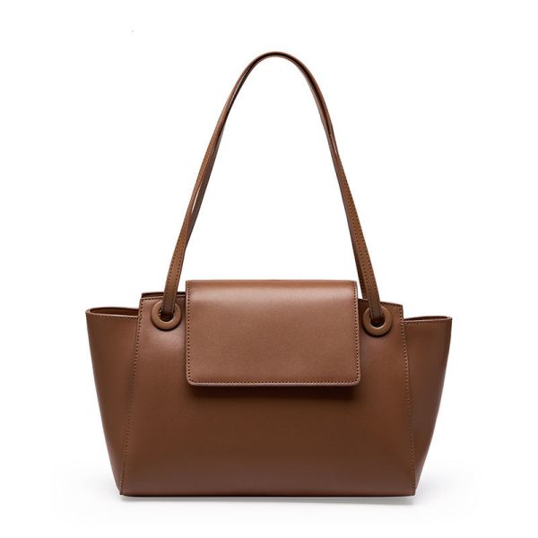 Women's Genuine Leather Simple Commuter Large Capacity Wing Shoulder Handbag - Image 7