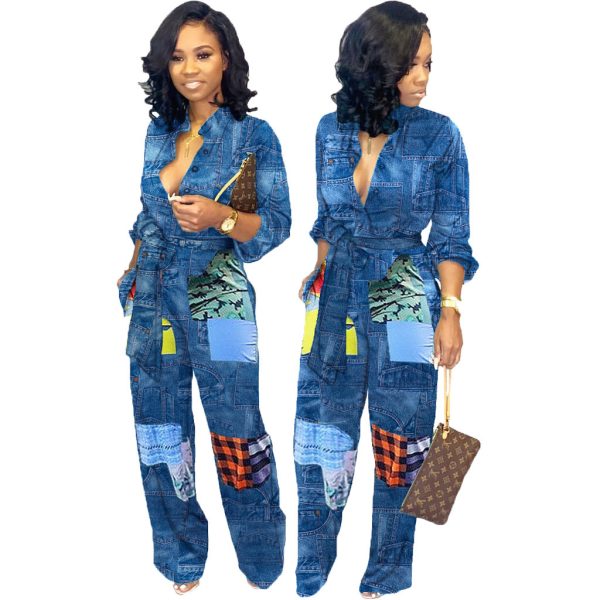 European And American Fashion Denim Jumpsuit - Image 3