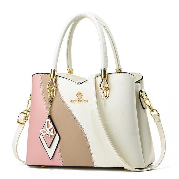 Contrast Color Handbag Large Capacity Soft Leather - Image 8