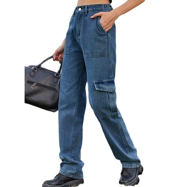 Retro Washed Half Elastic Design Jeans For Women - Image 4